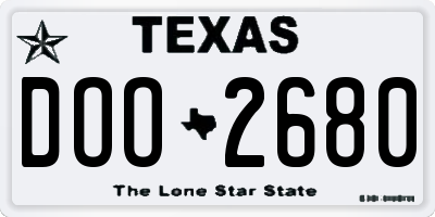 TX license plate DOO2680