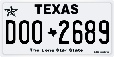 TX license plate DOO2689