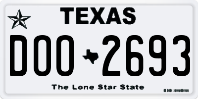 TX license plate DOO2693