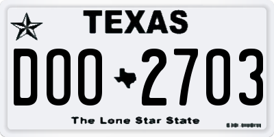 TX license plate DOO2703
