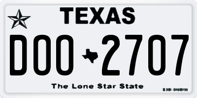 TX license plate DOO2707