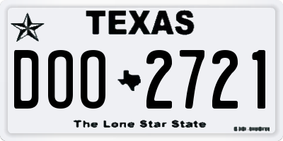 TX license plate DOO2721