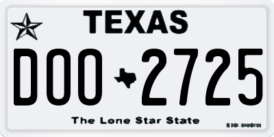 TX license plate DOO2725