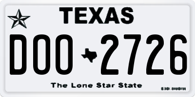 TX license plate DOO2726