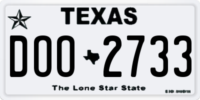 TX license plate DOO2733