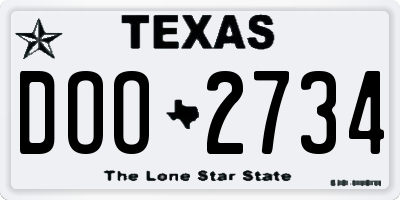 TX license plate DOO2734