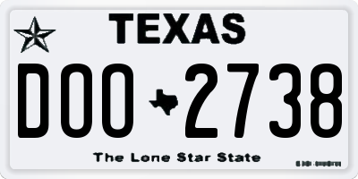 TX license plate DOO2738