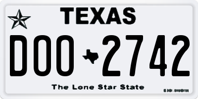 TX license plate DOO2742