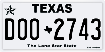 TX license plate DOO2743