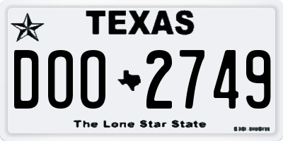 TX license plate DOO2749