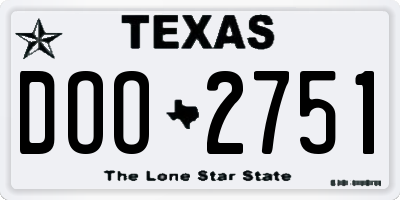 TX license plate DOO2751