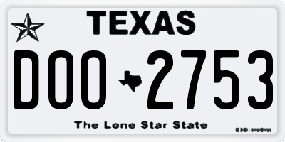 TX license plate DOO2753