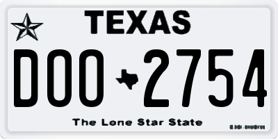 TX license plate DOO2754
