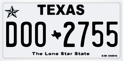 TX license plate DOO2755