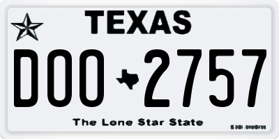 TX license plate DOO2757