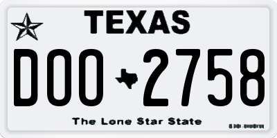 TX license plate DOO2758