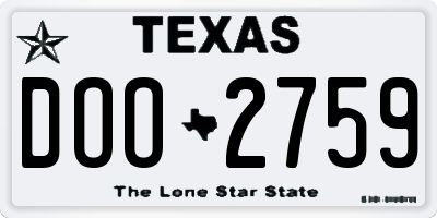 TX license plate DOO2759