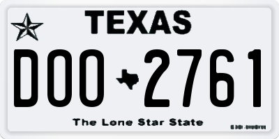 TX license plate DOO2761