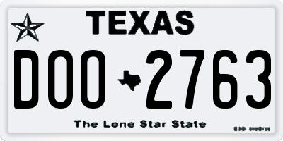 TX license plate DOO2763