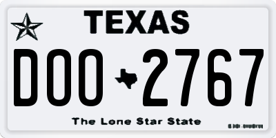 TX license plate DOO2767