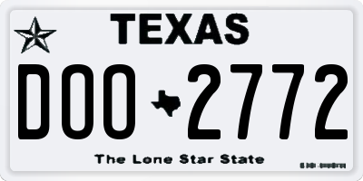 TX license plate DOO2772