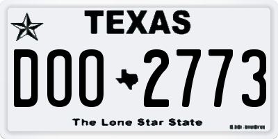 TX license plate DOO2773