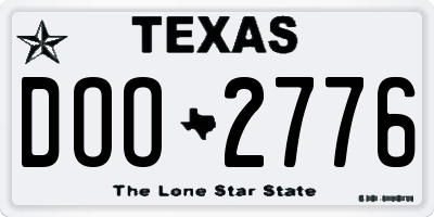TX license plate DOO2776