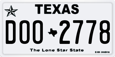 TX license plate DOO2778