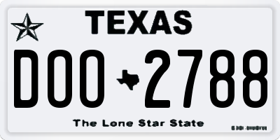 TX license plate DOO2788