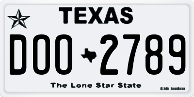 TX license plate DOO2789