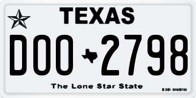 TX license plate DOO2798