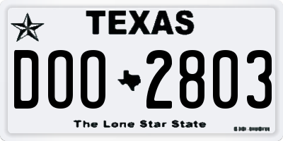 TX license plate DOO2803