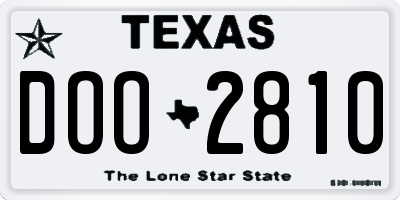 TX license plate DOO2810
