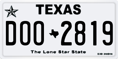 TX license plate DOO2819