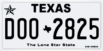 TX license plate DOO2825