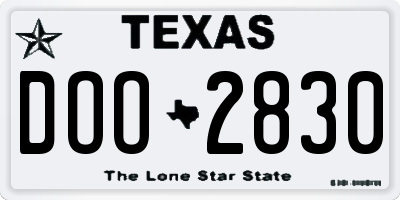 TX license plate DOO2830