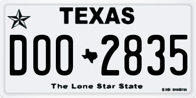 TX license plate DOO2835