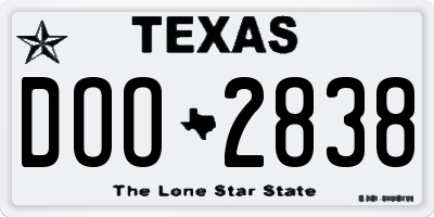 TX license plate DOO2838