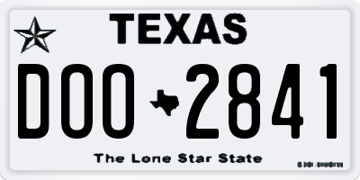 TX license plate DOO2841