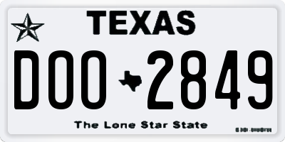 TX license plate DOO2849