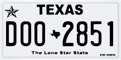 TX license plate DOO2851