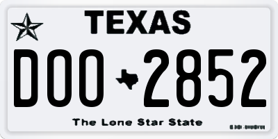TX license plate DOO2852