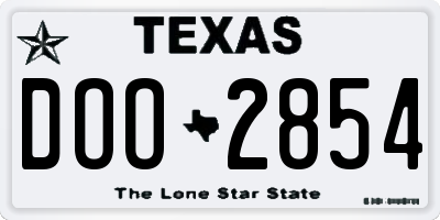 TX license plate DOO2854