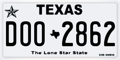 TX license plate DOO2862