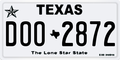 TX license plate DOO2872
