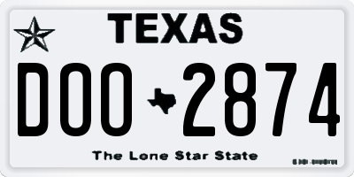 TX license plate DOO2874