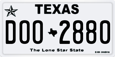 TX license plate DOO2880