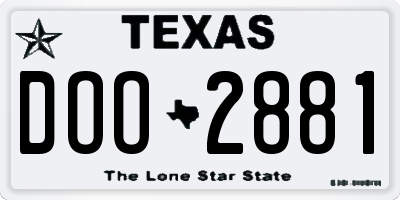 TX license plate DOO2881