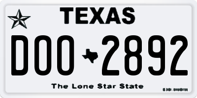 TX license plate DOO2892