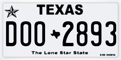 TX license plate DOO2893